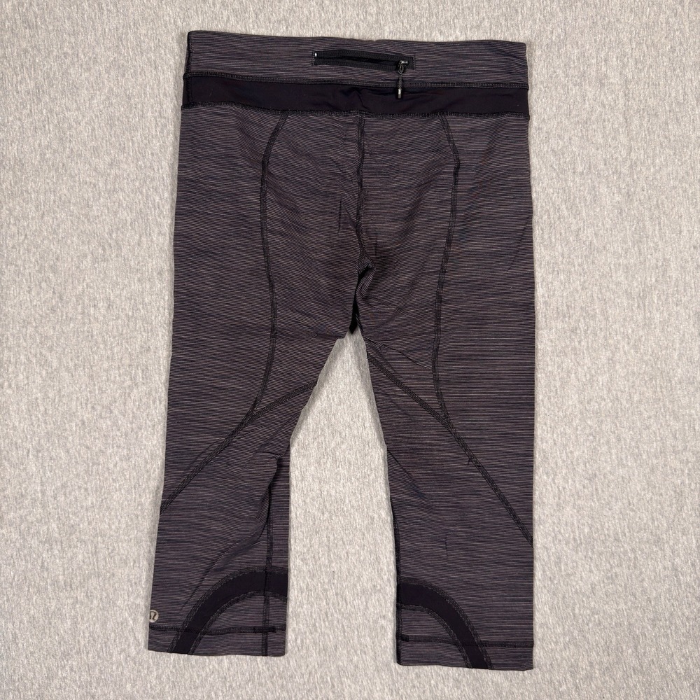 Lululemon Leggings Women Run Inspire Crop II Zip Pocket Pull On Gray No Size Tag